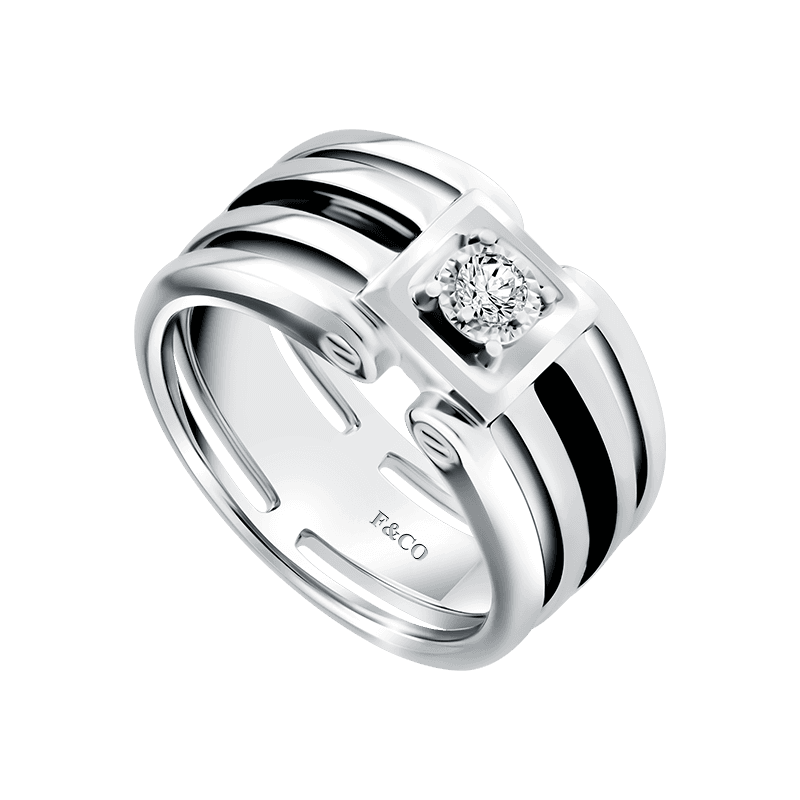 Frank & co.El Primo Solitaire Grand Mens Ring Black Rhodium